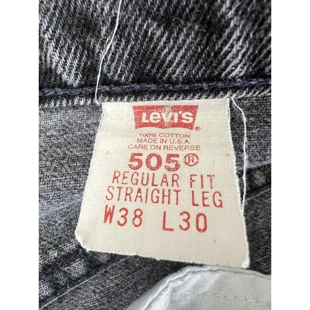VTG‎ Levis Jeans Mens 38x30 (36x27) 505 Reg Fit Straight Leg Black USA 90s Y2K